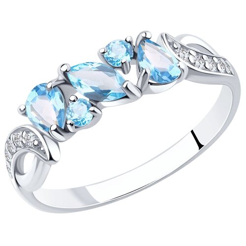 фото Sokolov кольцо из серебра с топазами и фианитами 92011590, размер 17