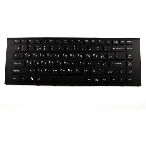 Клавиатура для ноутбука Sony Vaio VPC-EA черная c черной рамкой (cовместимые p/n: 148792471, V081678F, 550102L13-203-G)