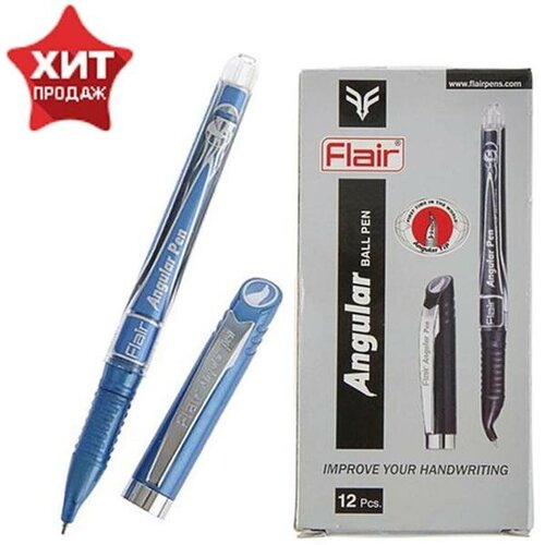 Ручка шариковая Flair Angular для левшей, узел-игла 0.7 мм, стержень синий ручка шариковая синяя angular для левшей блистер подвес flair