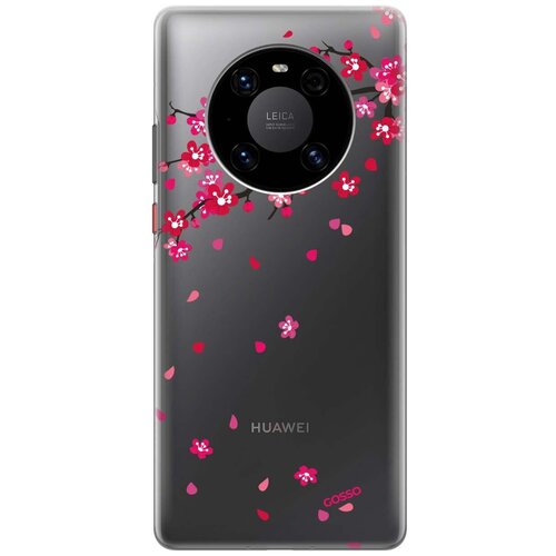 Ультратонкий силиконовый чехол-накладка Transparent для Huawei Mate 40 Pro с 3D принтом Sakura ультратонкий силиконовый чехол накладка transparent для huawei mate 40 pro с 3d принтом gzhel