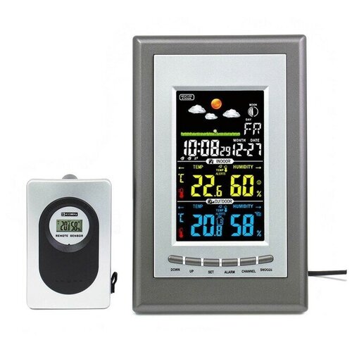 Часы электронные настольные с метеостанцией беспроводным внешним датчиком 470800₽