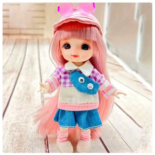 Шарнирная кукла Senli в розовой кепке и очках 16 см кукла для девочек анна хс кукла на шарнирах