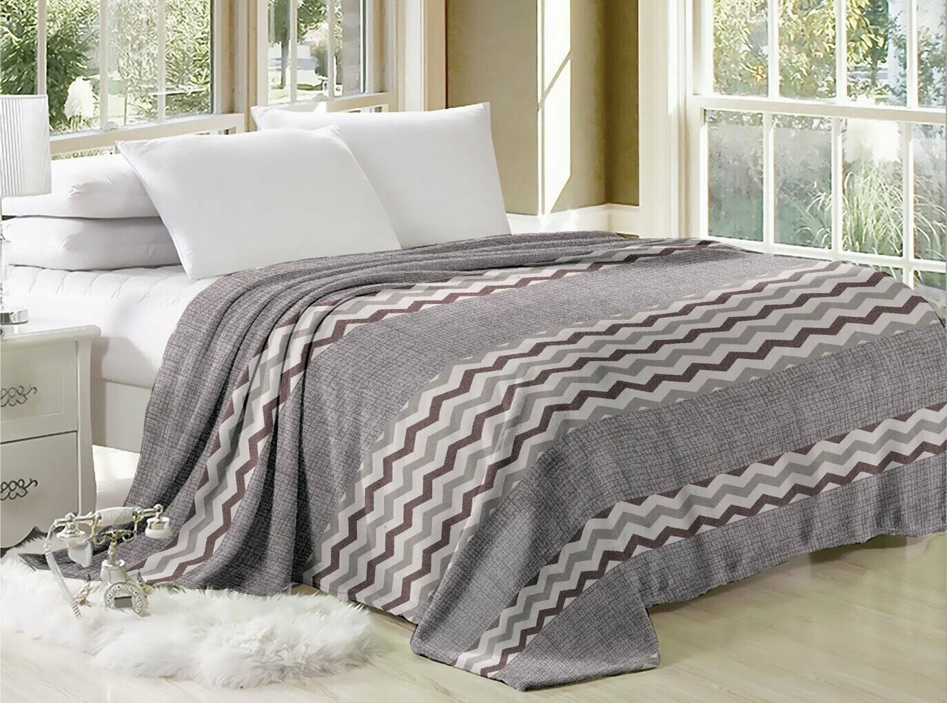 Плед велсофт зигзаги евро 200x220