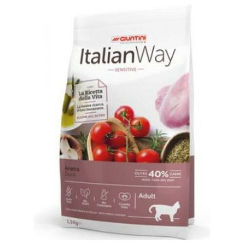 Italian Way Корм беззерновой для кошек с чувствительным пищеварением со свежей уткой, Sensitive Duck 0.4 кг