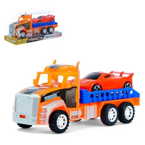 Грузовик инерционный «Перевозчик» с автомобилем, цвета микс грузовик инерционный перевозчик цвета микс