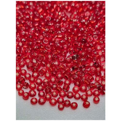 Бисер круглый блестящий. Огонёк Размер 10/0 Цвет красный. Номер 10. Производство Китай.