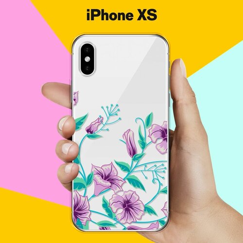 Силиконовый чехол Фиолетовые цветы на Apple iPhone Xs силиконовый чехол розовые цветы на apple iphone xs