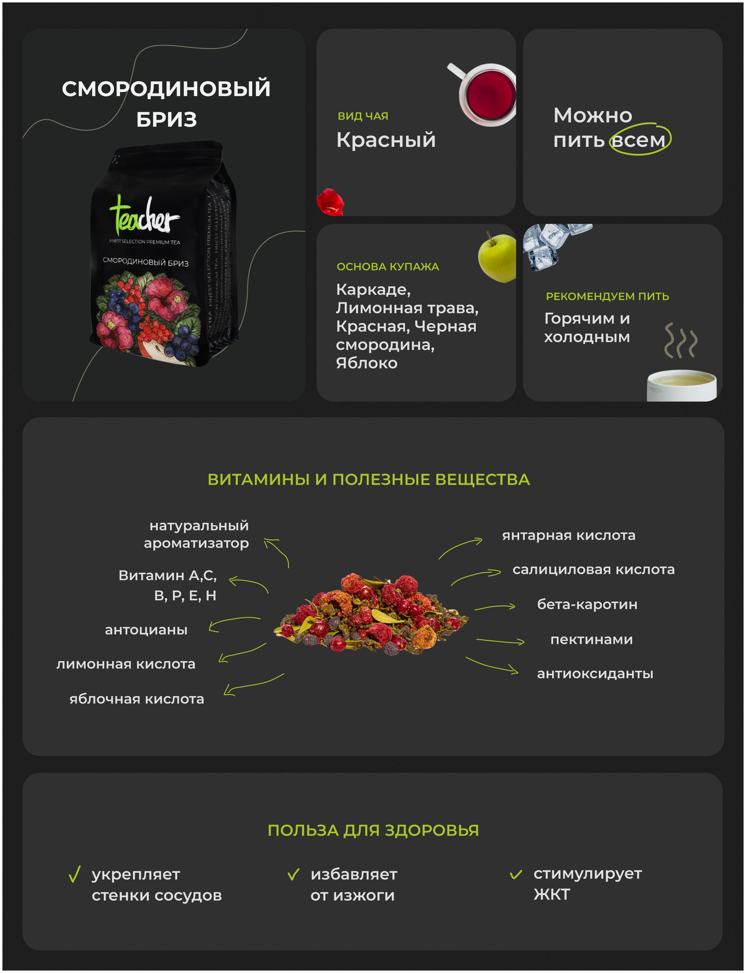 Чай Teacher Смородиновый бриз ягодный, премиум, 250г - фотография № 3