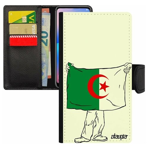 фото Чехол книжка на мобильный apple iphone 8, "флаг алжира с руками" страна государственный utaupia