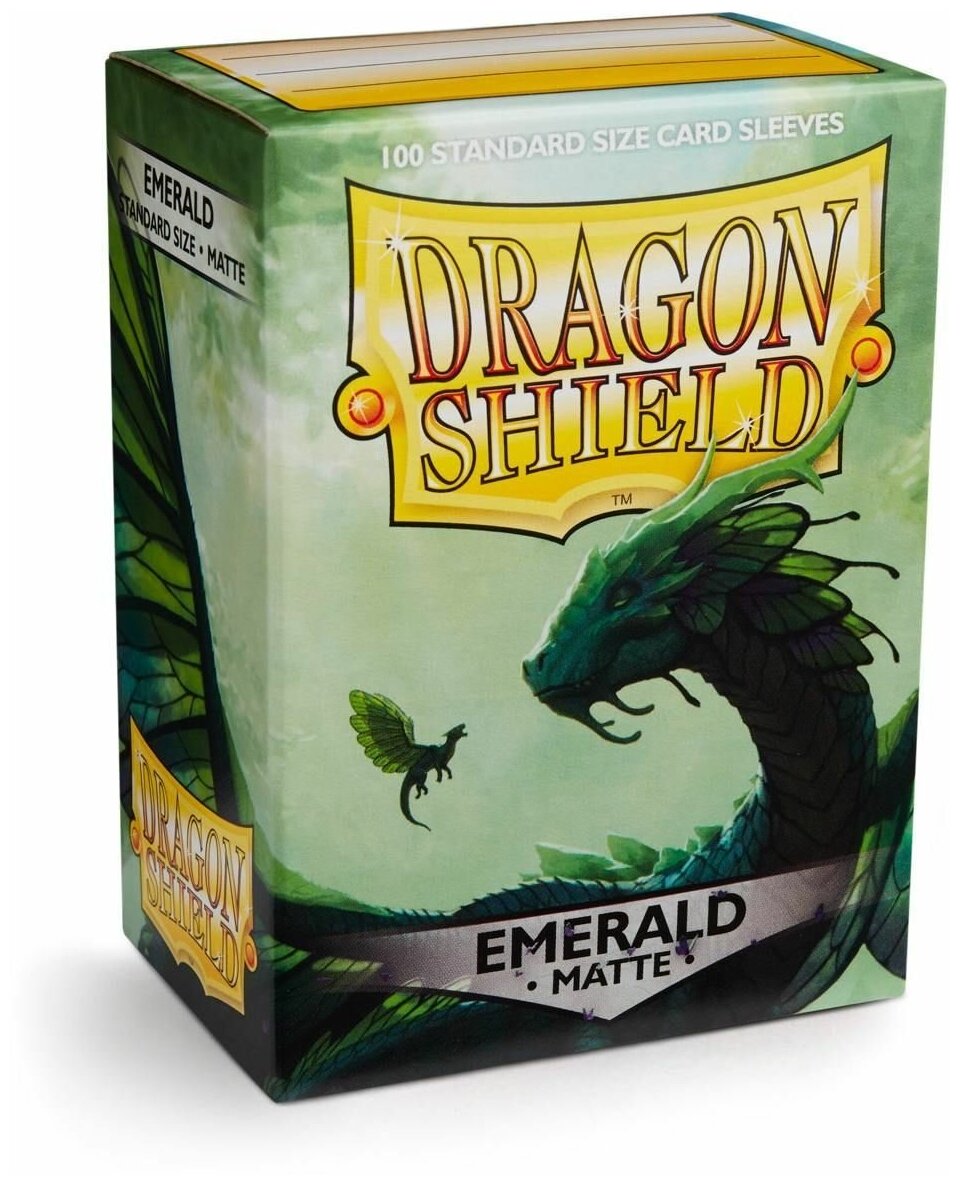 Протекторы Dragon Shield матовые изумрудные Emerald 64x89 мм, 100 шт. для карт MTG, Pokemon