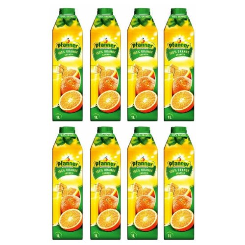 Апельсиновый сок 100% натуральный, без Е-добавок Pfanner Orange, 8шт по 1л (коробка)