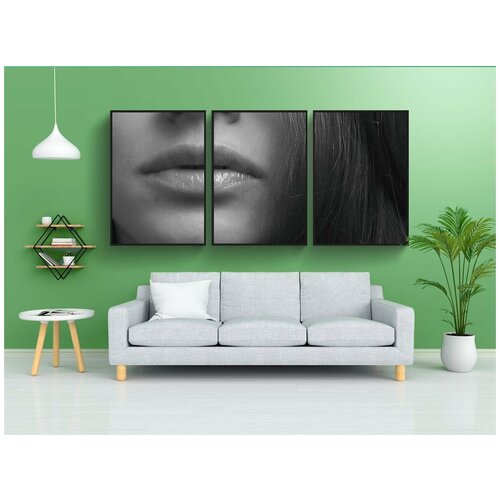 фото Набор модулных постеров для интерьера "женщина, красота, монохромный" 60x90 см. в тубусе, без рамки lotsprints