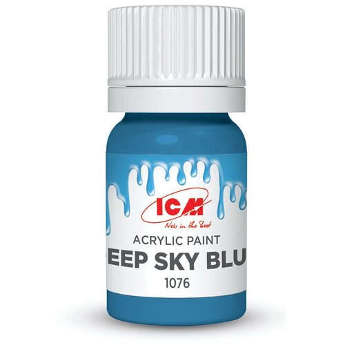 ICM Краска акриловая, Глубокий небесно-голубой (Deep Sky Blue), 12 мл, C1076