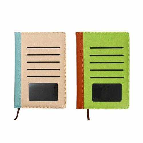 Ежедневник недатированный обложка ПВХ формат А5 140 листов в клетку с карманами микс 716₽