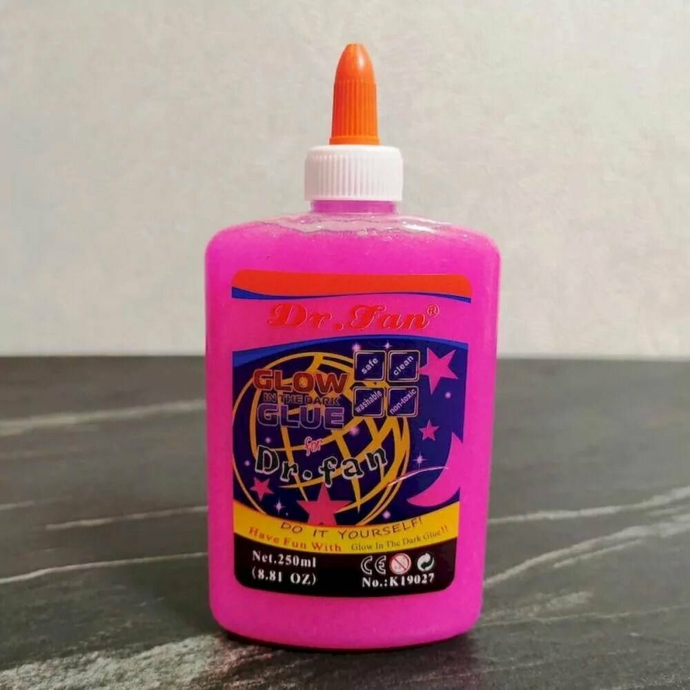 фото Dr Fan розовый светящийся в темноте для слайма 250 мл Glow in the Dark