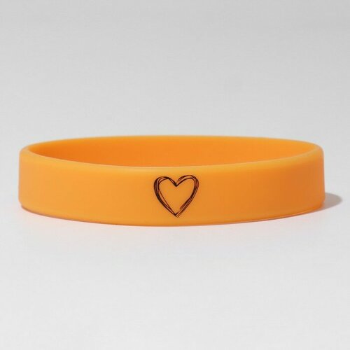 Браслет, размер 18 см, оранжевый женский браслет со вставкой сердце