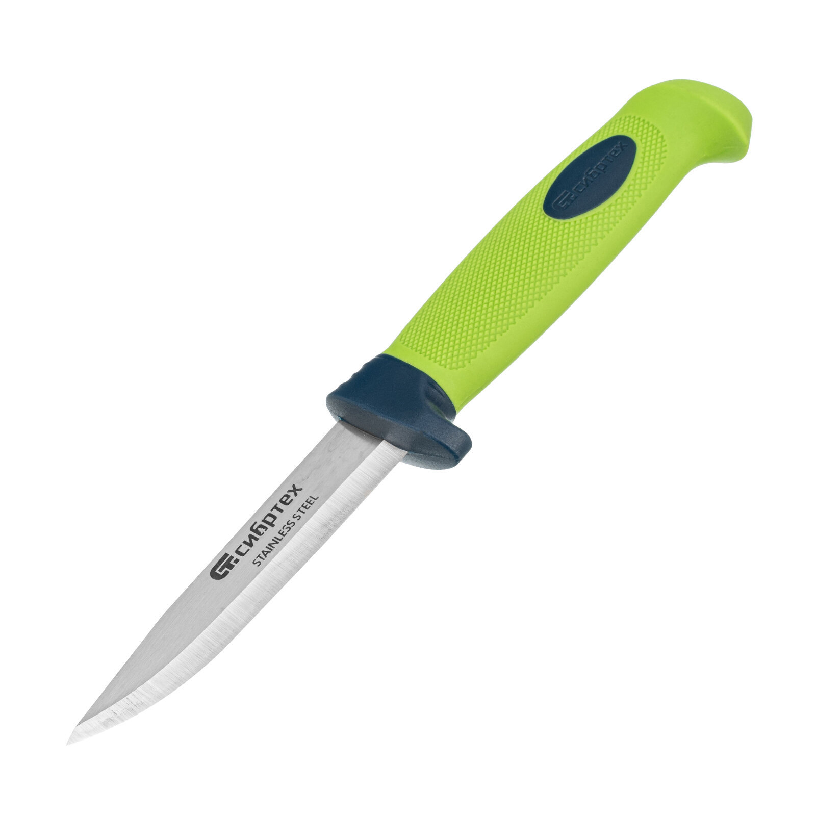 Нож универсальный с чехлом Сибртех обрезиненная рукоятка 220 мм лезвие - 100 мм 79015
