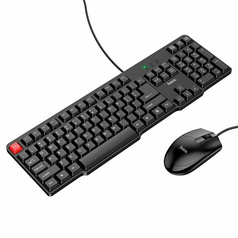 Комплект игровая мышь + клавиатура проводная hoco GM16 черный , Российская клавиатура