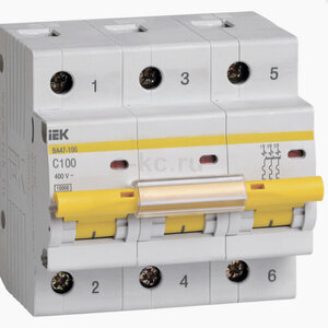 Выключатель автоматический трехполюсный ВА47-100 10А C 10кА | MVA40-3-010-C IEK (ИЭК)