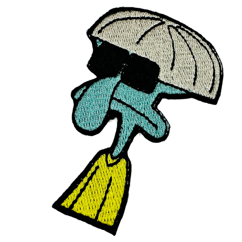 Нашивка на одежду, патч на термоапплекации Сквидвард 5х7 см