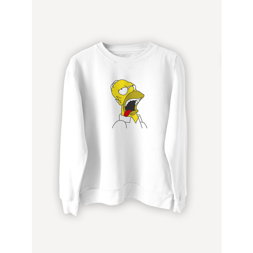 Свитшот PRINTHAN Свитшот мужской с принтом Гомер Симпсон PRINTHAN, белый, размер M (46-48), белый