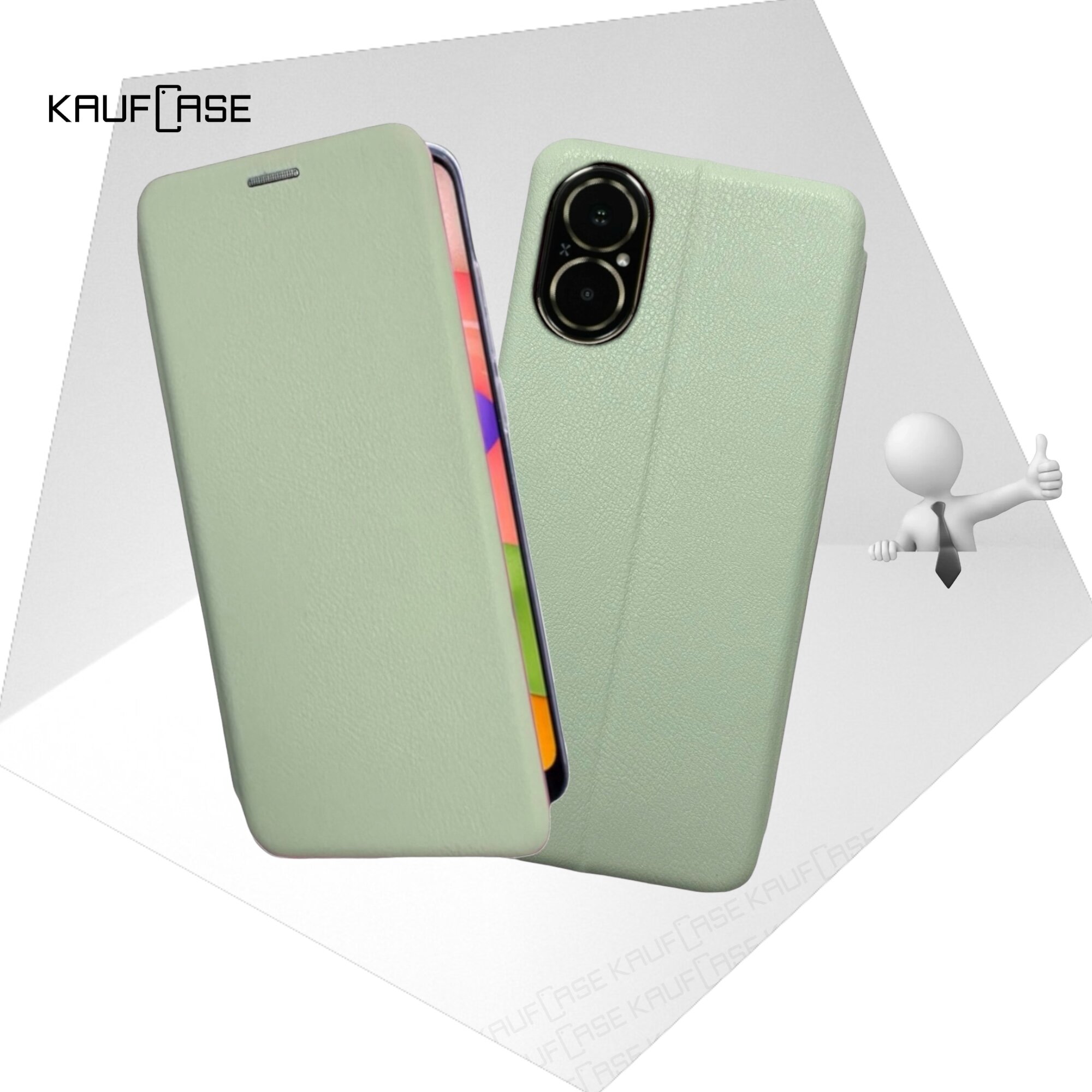 Чехол книжка для телефона Realme C67 4G (RMX3890) (6.72"), фисташковый. Текстура под кожу