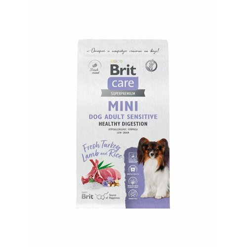 Сухой корм для собак мини пород Brit Care Adult mini Delicious Taste индейка ягненок 1,5 кг