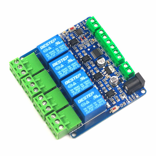 Модуль реле 4-канальный с интерфейсом RS485 (Modbus rtu 4x)