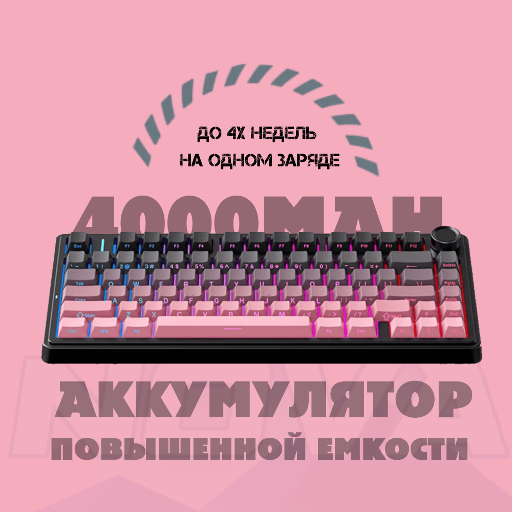 Беспроводная механическая клавиатура Epomaker x Aula F75 Розовая — фото 1