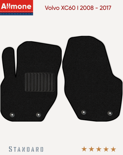 Изображение товара Ворсовые коврики для Volvo XC60 1 (DZ) 2008 - 2017, черные, 2шт, автомобильные, передние, Стандарт / Вольво