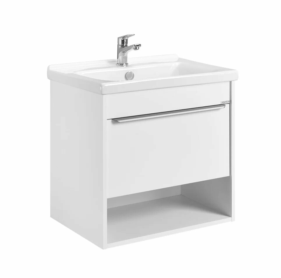 Тумба с раковиной AQUATON Хоуп 60 подвесная 1 ящик матовая белая