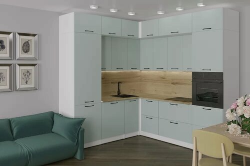 Изображение товара Кухонный гарнитур Герда Лиора гранд прайм 2200х2500 мм, каркас ЛДСП, фасад ЛДСП, Белый/Сумерки