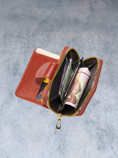 Кошелек , фактура гладкая, коричневый — фото 1