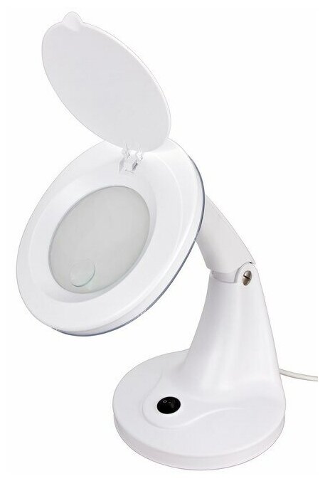 Малая настольная лампа-лупа REXANT на подставке с крышкой и подсветкой 48 LED, увеличение х1.75, х7