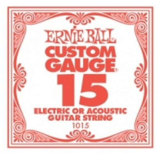 Одиночные струны для акустической гитары Ernie Ball 1015 Custom Gauge 15