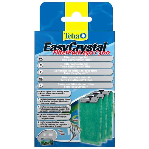 Tetra картриджи EasyCrystal FilterPack 250/300 (комплект: 3 шт.) 3 зеленый фильтрующий материал tetra для внут фильтра easycrystal filterpack с 600 картриджи с актив углем 3шт