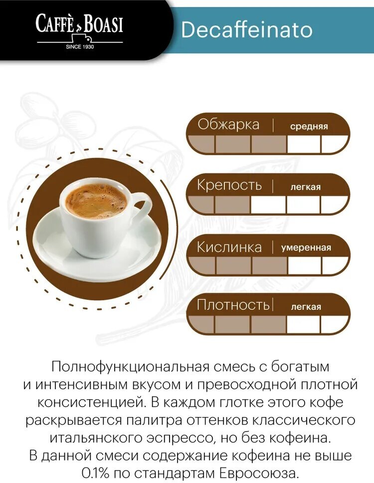 Кофе в капсулах Caffe Boasi Enjoy "Decaffeinato" формата Nespresso (Неспрессо), 50шт