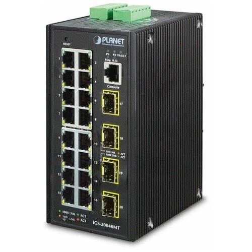 IGS-20040MT индустриальный управляемый коммутатор IP30 Industrial 16 101001000TP 4 1001000F SFP Full Managed Ethernet 6179000₽