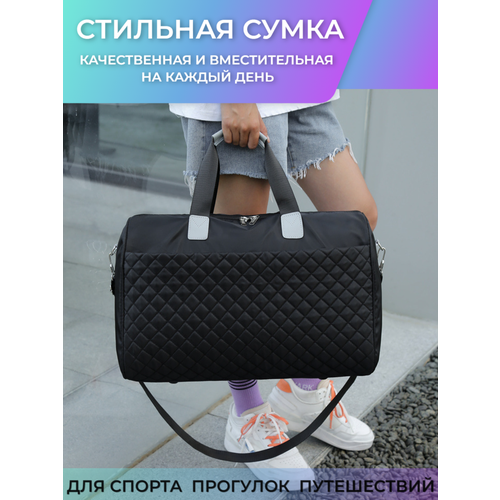 Сумка спортивная , 26 л, 19х30х48 см, ручная кладь, черный