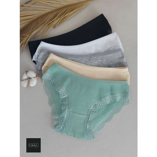 фото Трусы vikki., 5 шт., размер 40-42, серый, желтый, белый, черный, зеленый