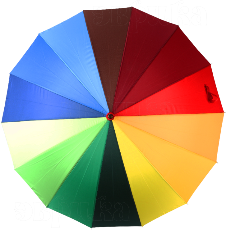 Зонт Радуга трость с кожаной ручкой Эврика, зонт мужской, женский, 14 спиц, диаметр купола 96 см