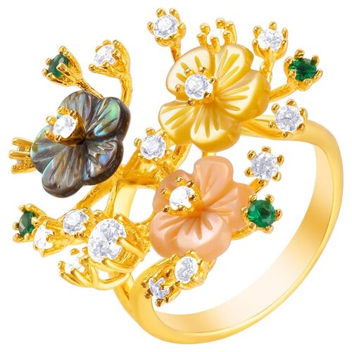 фото Element47 кольцо из серебра 925 пробы с перламутром и кубическим цирконием sr28601-5_ko_sh_001_yg, размер 16.75