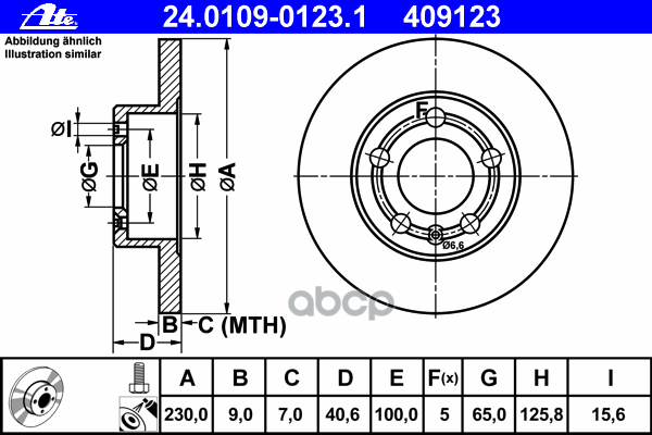 24.0109-0123.1_Диск Тормозной Задний! Audi A2/A3/Tt, Vw Bora/Golf 1.4-1.9Tdi 96> Ate арт. 24010901231