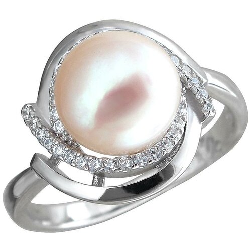 фото Эстет кольцо с жемчугом и фианитами из серебра с34к35sa213r, размер 18