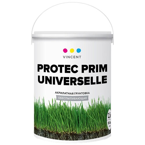 Грунтовка VINCENT Protec Prim Universelle, 2.5 л грунтовка vincent g 5 protec prim universelle винсент ж 5 акрилатная непигментированная обеспыливающая 9л