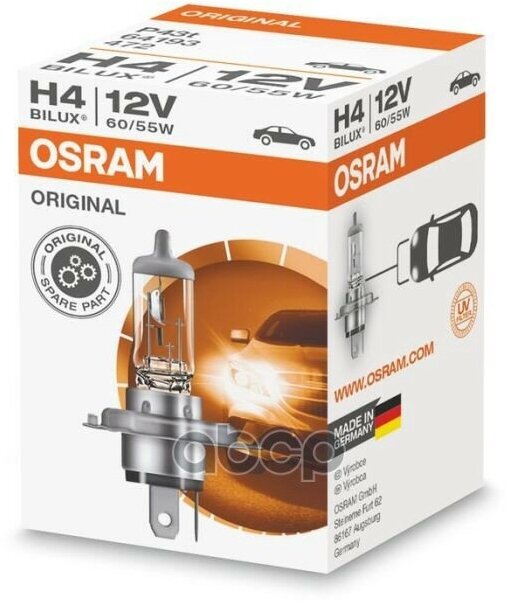 Лампа Галогеновая H4 P43t 12V 60/55 3200 1 Шт. Osram арт. 64193