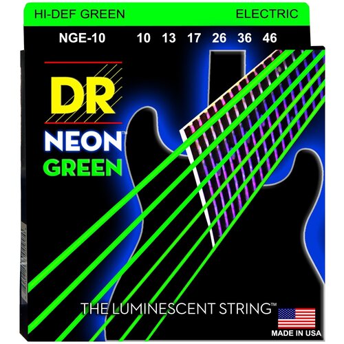 DR NGE-10 Neon Green Electric 10-46 Medium струны для электрогитары