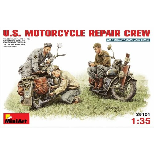 Сборная модель MINIART Американский ремонтный экипаж на мотоциклах 1:35 (35101) фигуры американских современных солдат вот сникерс угощайся масштаб 1 35