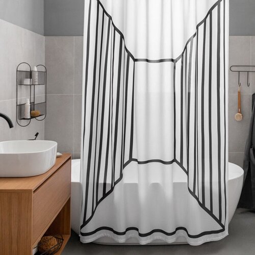 Штора для ванной тканевая 180х200 см Grafica