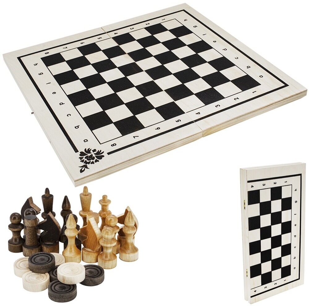 Шахматы и шашки Колорит 2 в 1, №3, дерево (ШК-24)